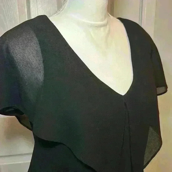 SCARLETT Black Tiered Ruffle Cocktail Dress Polyester Stretch w/ Lining. Size 8. - Picture 3 of 12